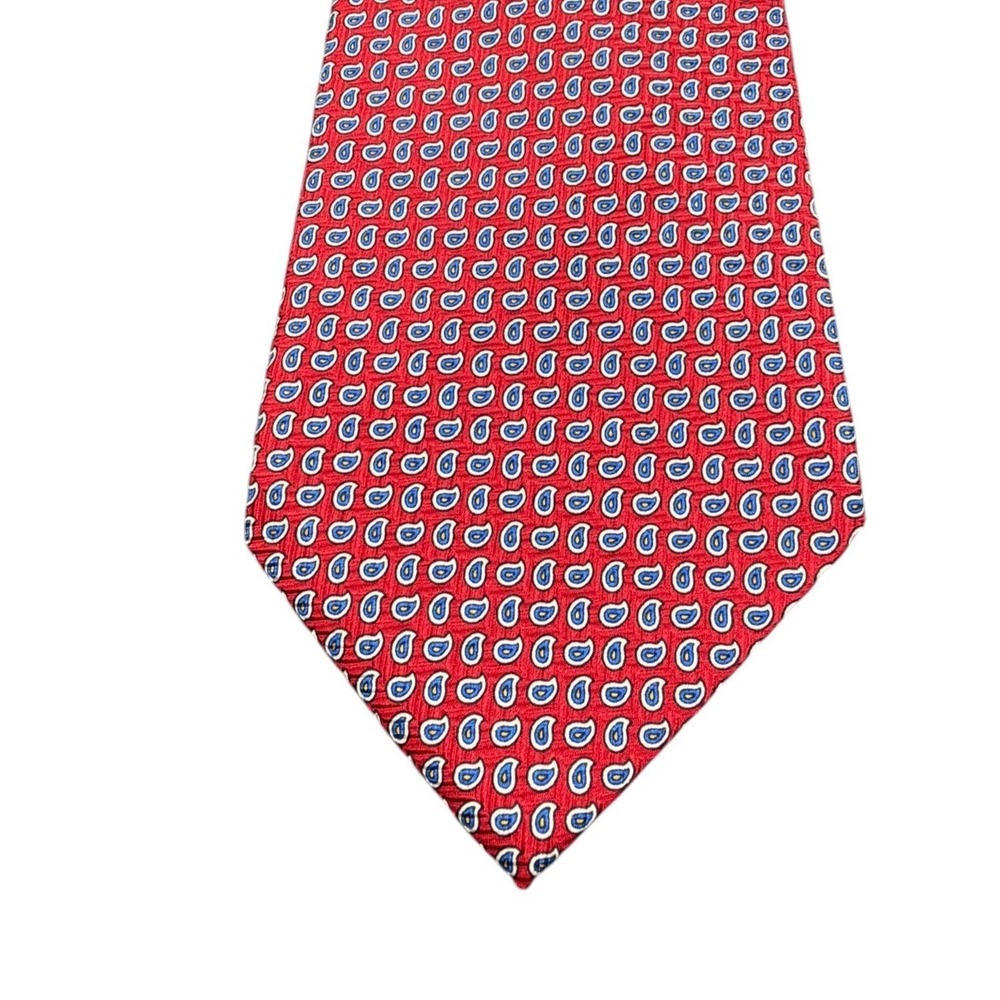 Polo Ralph Lauren Mens Necktie Red Paisley Print Silk Hand Made 57 in